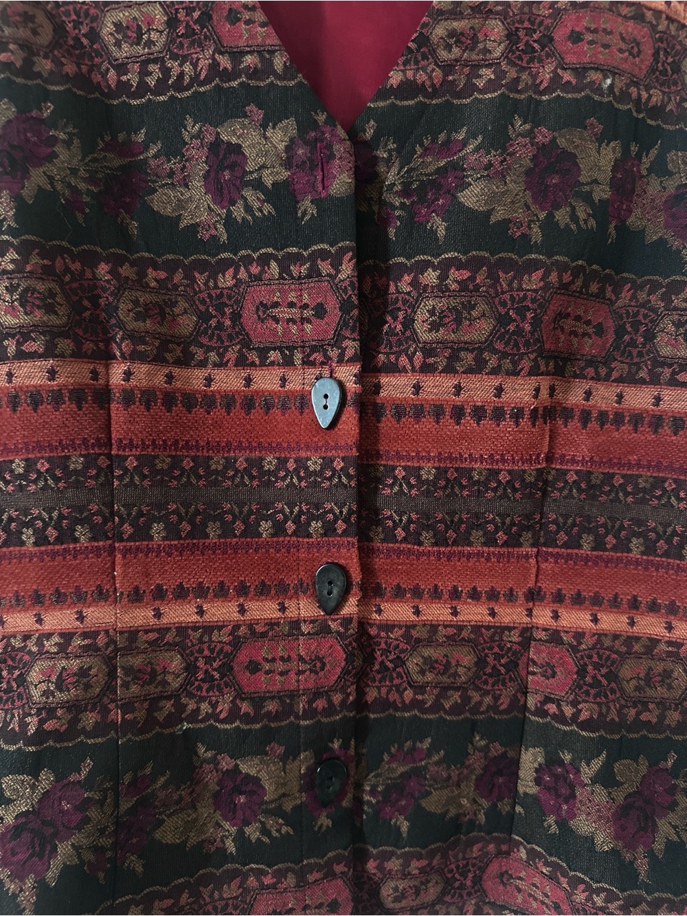 Vintage Christopher & Banks Red and Brown Patterned Women's Vest - Picture 3 of 6